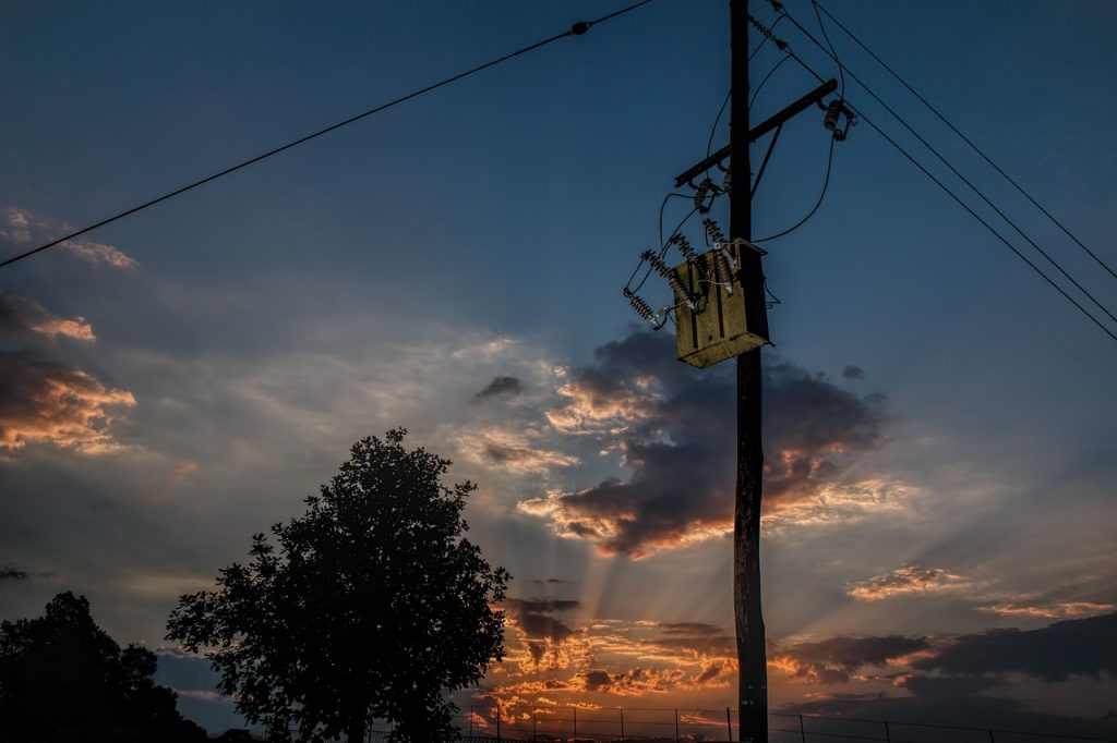 power line, nature, electricity transformer, sunset, sundown, landscape, transformer, electric, electricity supply, power, pole, cable, sky, powerlines